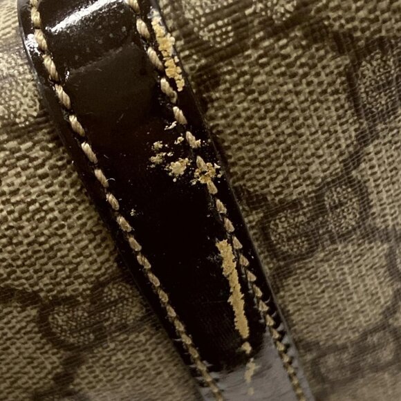 Auth GUCCI GG Plus/GG Supreme 197953 Dark Brown Beige PVC Patent Leather - Picture 13 of 16